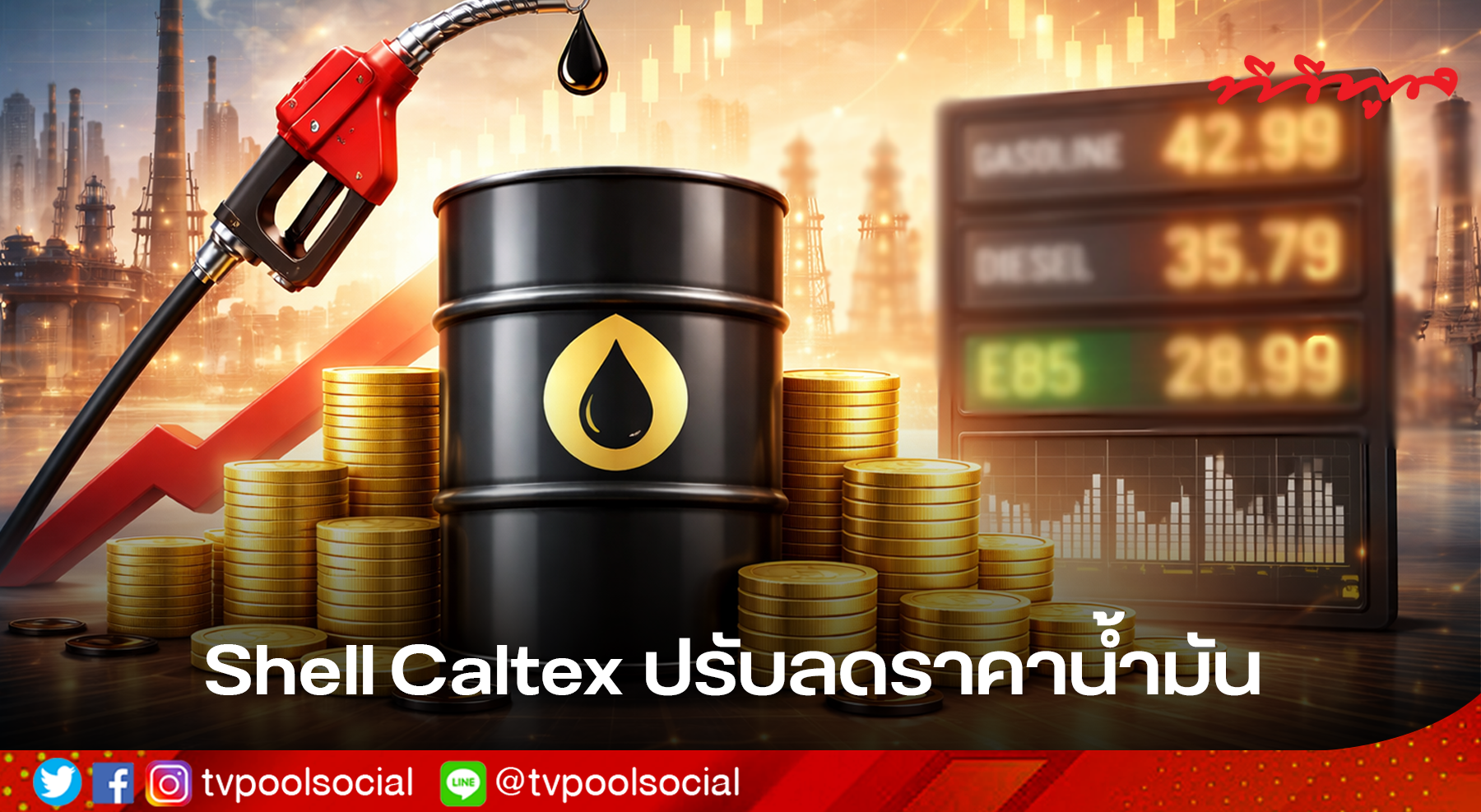 Shell–Caltex ปรับลดราคาน้ำมัน รับต้นเดือนมี.ค. ดีเซลลงแรงสุด 4.20 บาท